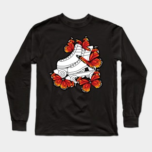 Orange Butterfly Roller Skates Long Sleeve T-Shirt